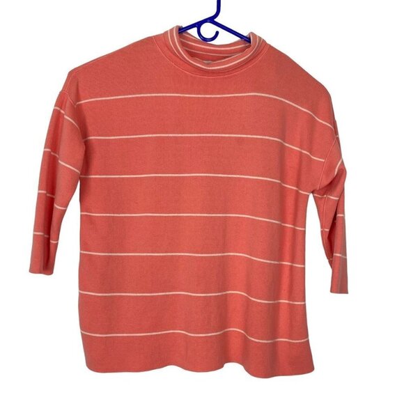 J JILL Pullover Reversible Long Sleeve Turtleneck Sweater Pink Stripe 2X 20-4 - Picture 1 of 9